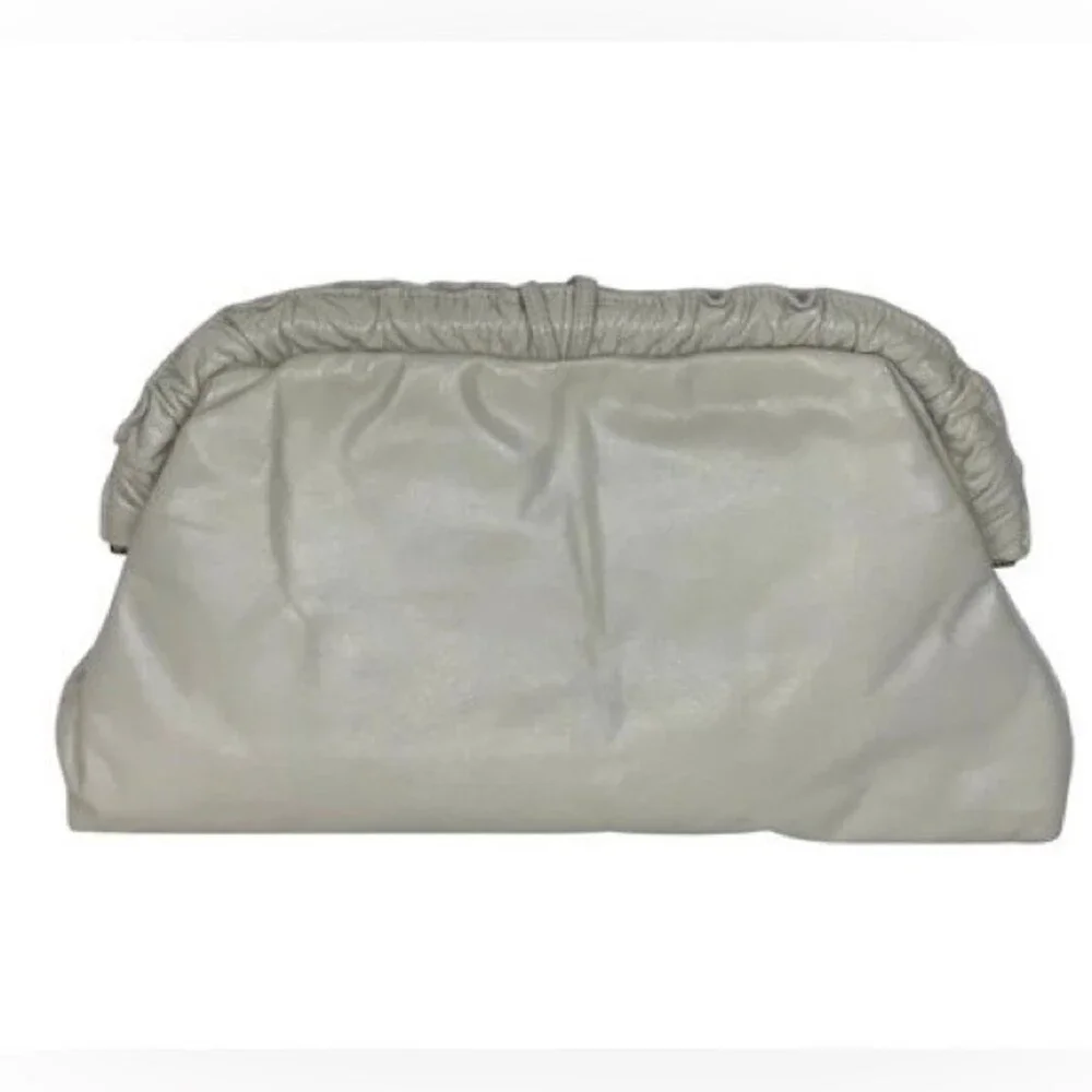 Vintage Grey Real Leather Clutch‎ Bag Boho Eighties Hippie Sexy Party Club
